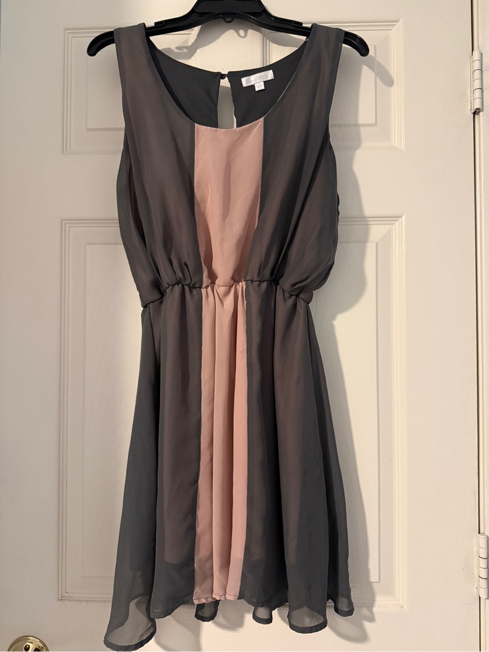 Charming Charlie Gray and Blush Chiffon Mini Dress